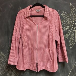 *PlusSize* gingham zip up blouse